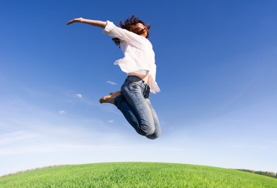 Happy woman jumping